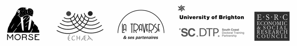 Projet Morse, Echaea, La Traverse, University of Brighton, SC DTP, ESRC logos