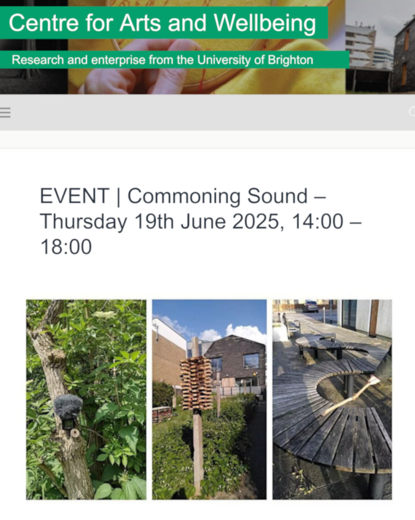 Event poster for Commoning Sound Brighton July 2025
